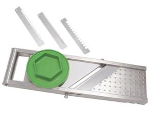 Inox mandolin / julienne-jern i rustfrit st�l til at snitte kartofler, gr�nsager, frugt mm